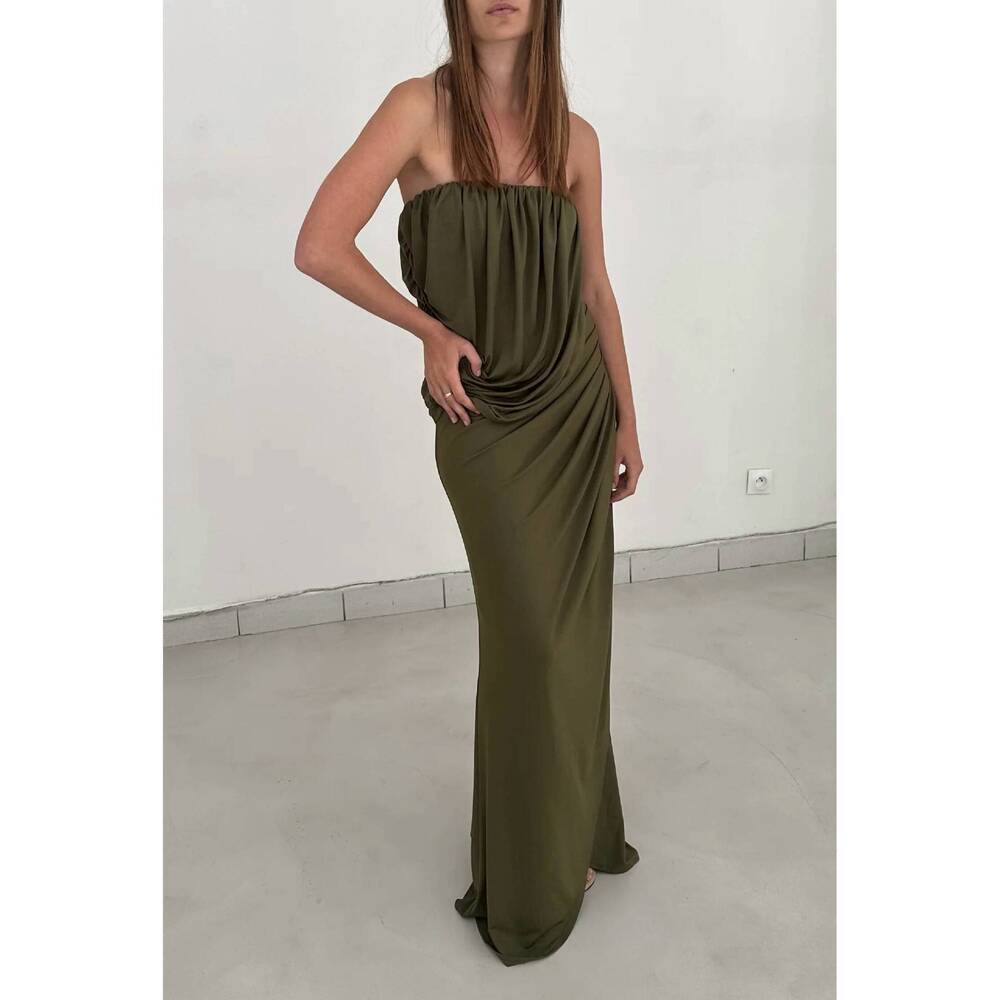 NEW SAEMDI selvi draped maxi dress in green